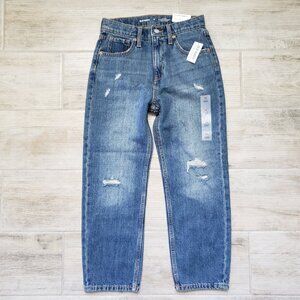 NWT Old Navy High-Waisted Slouchy Straight Jeans for Girls Blue Sz 10
